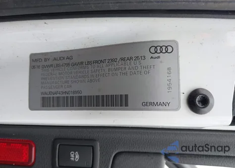 2017 Audi A4 2.0T Premium from USA, damaged, VIN WAUENAF43HN018950